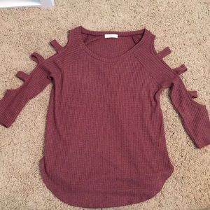 Cherish Burgundy Waffle Shirt